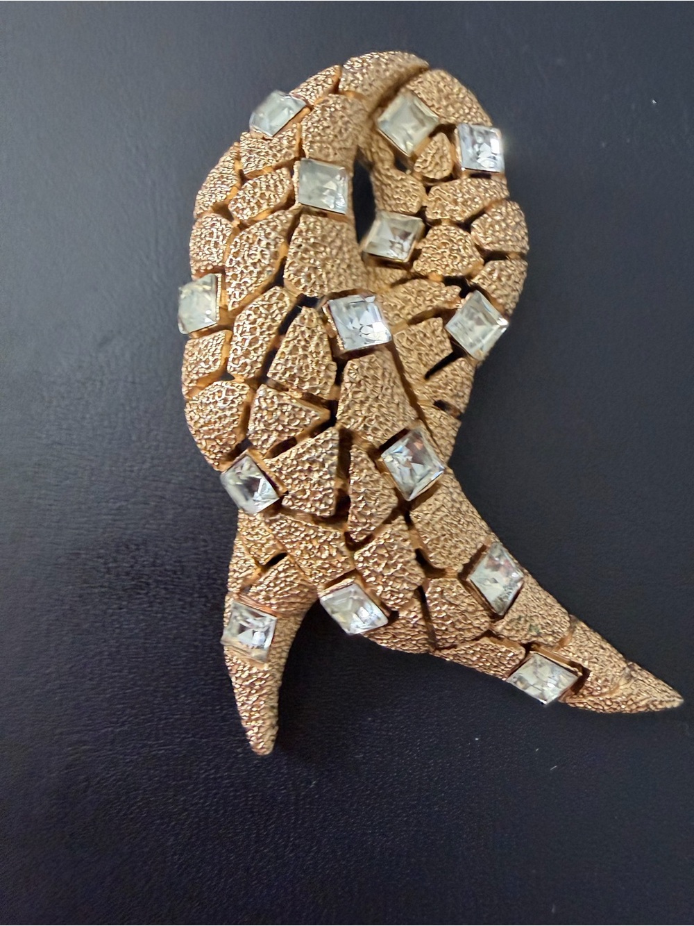 Signed Trifari Gold-Tone Ribbon Brooch